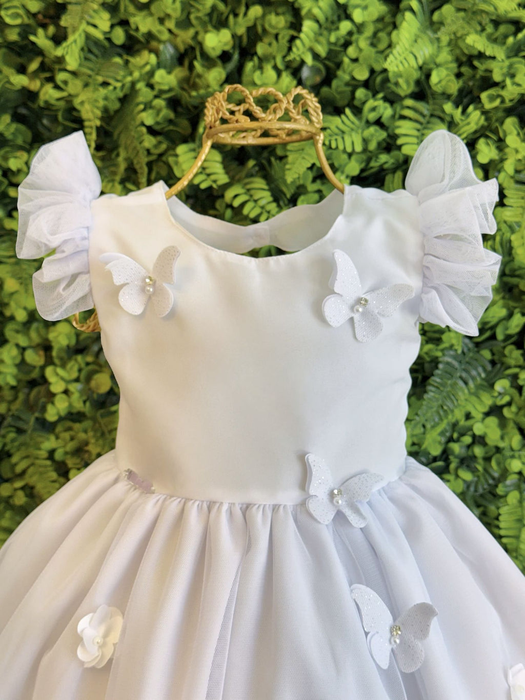 Vestido Branco Luxo para Bebê Jardim Encantado