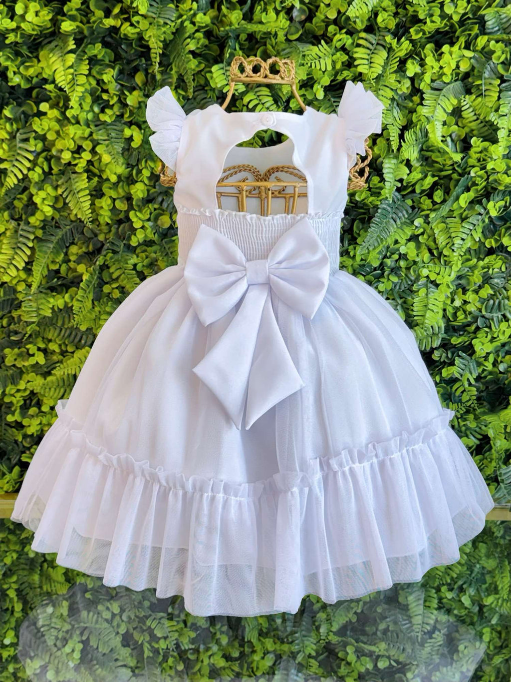 Vestido Branco Luxo para Bebê Jardim Encantado