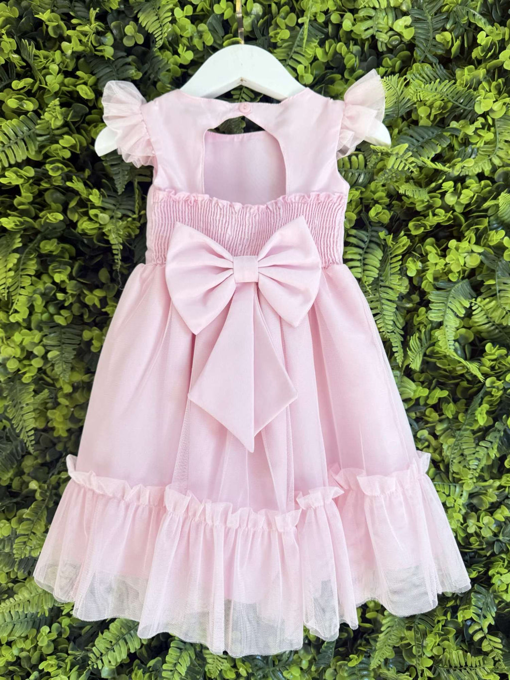 Vestido Rosa Claro Jardim Encantado para Bebê Luxo