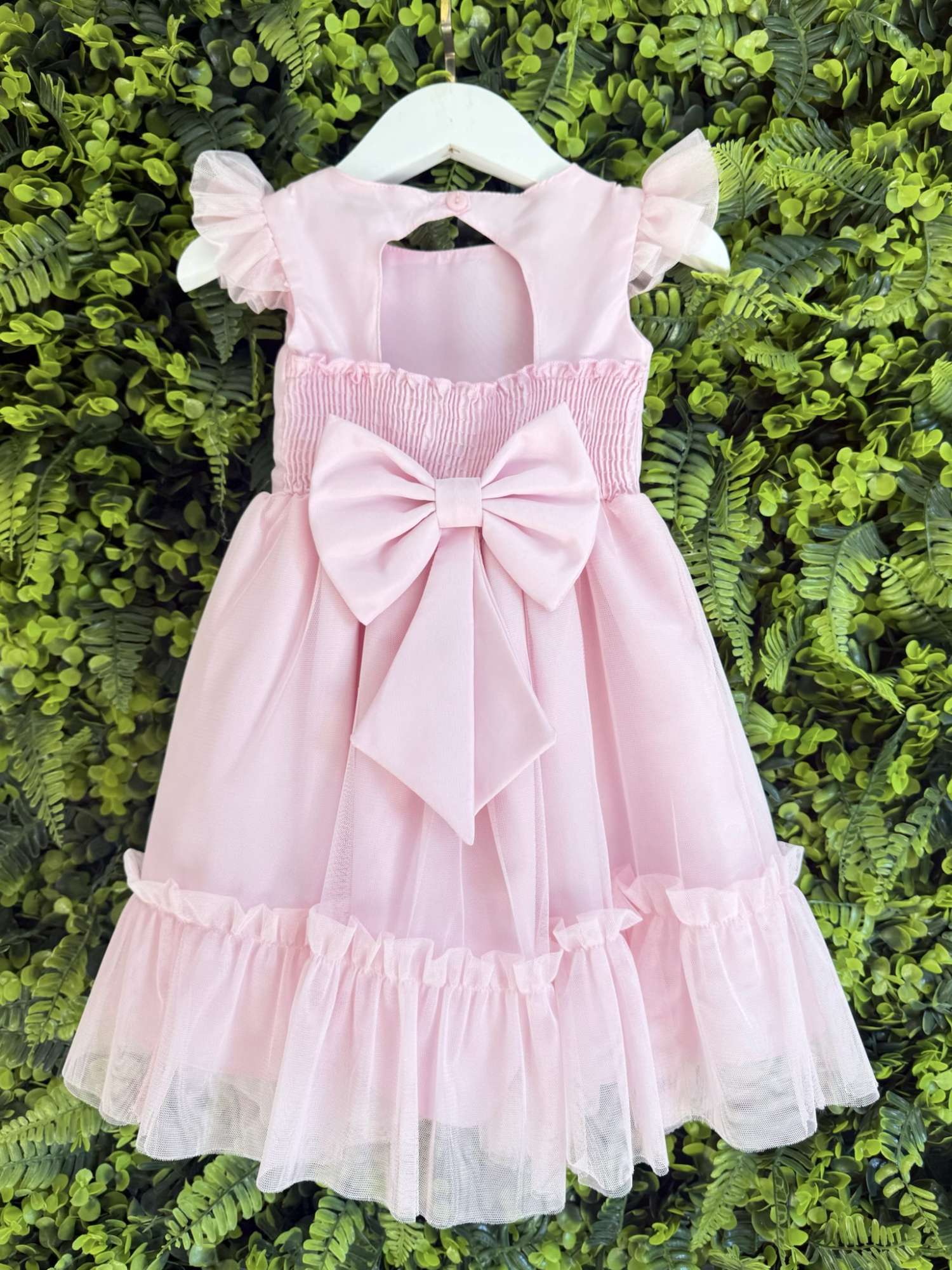 Vestido Rosa Claro Jardim Encantado para Bebê Luxo