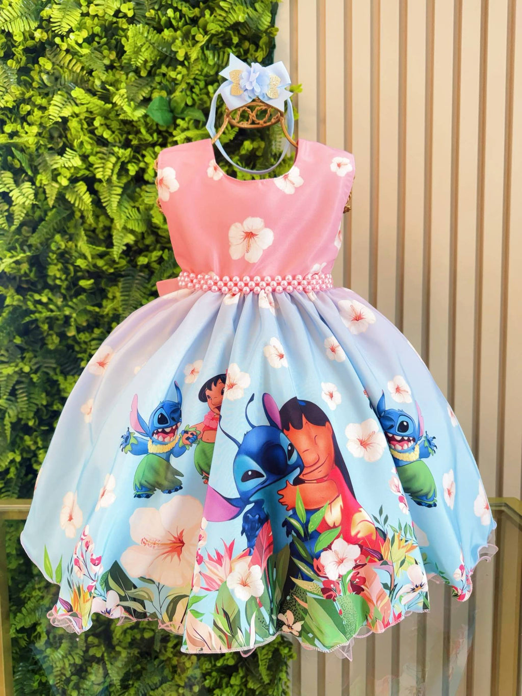 Vestido Rosa Florido para Bebê Luxo Festas