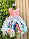 Vestido Rosa Florido para Bebê Luxo Festas
