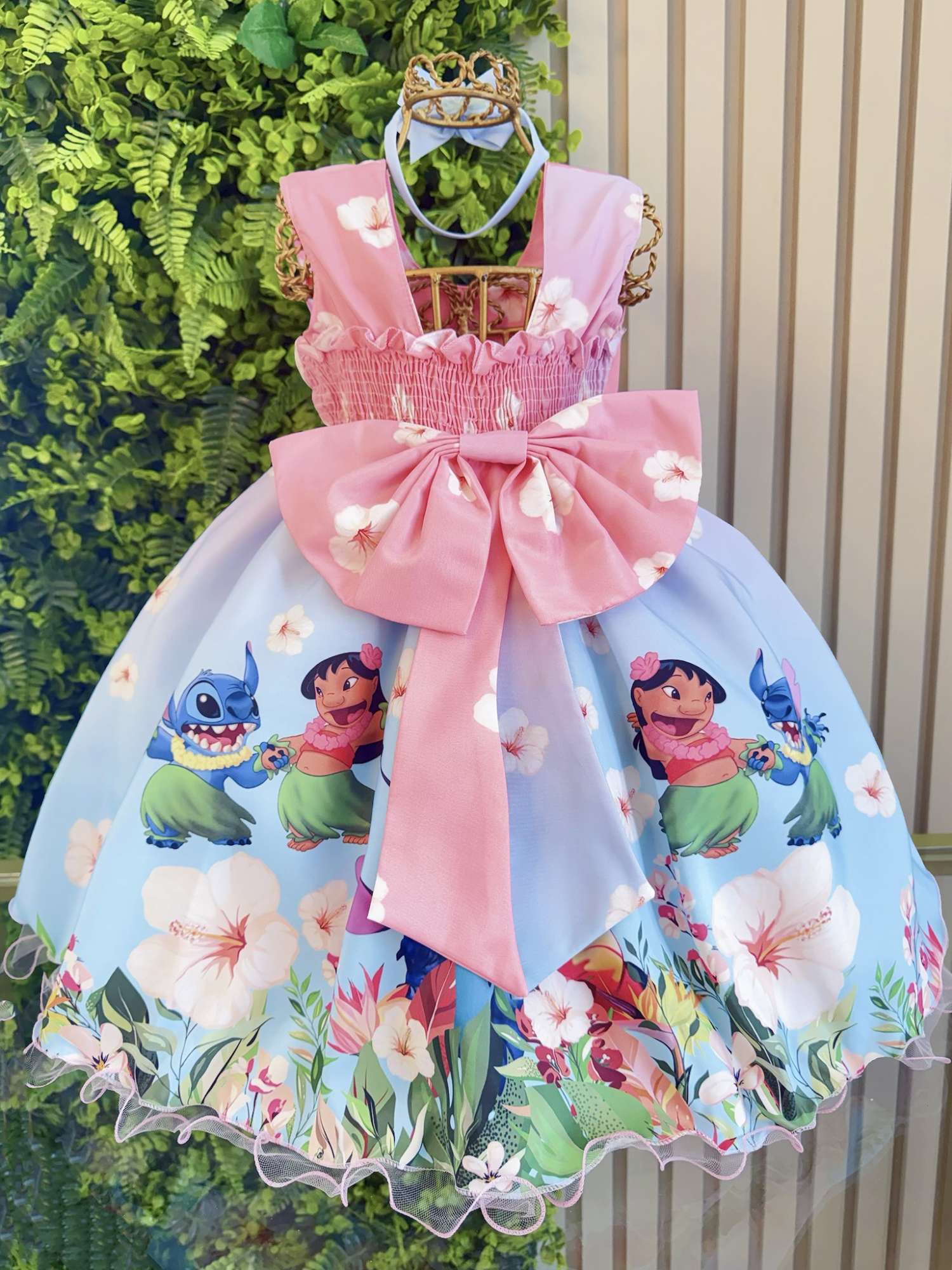 Vestido Rosa Florido para Bebê Luxo Festas