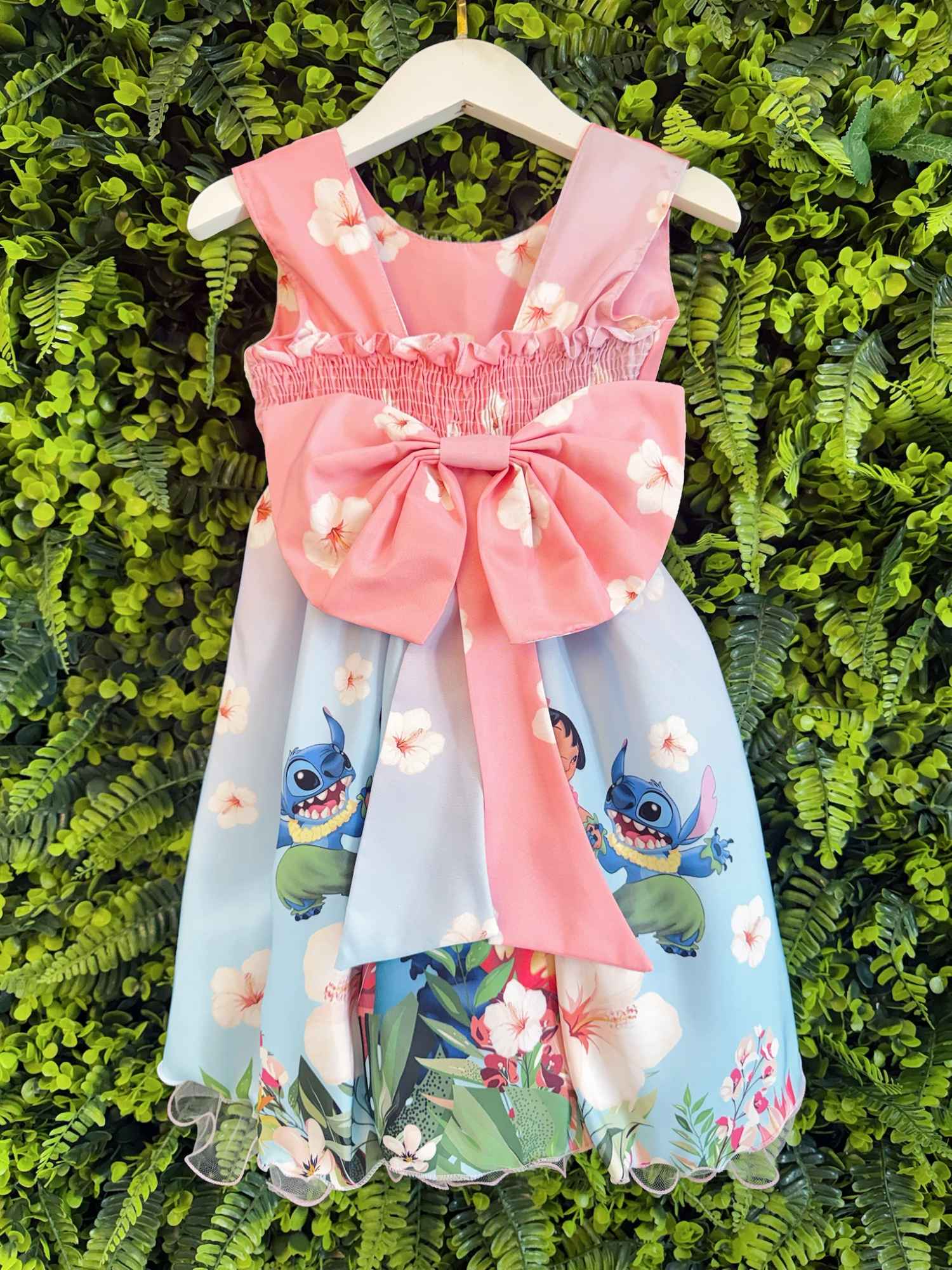 Vestido Rosa Florido para Bebê Luxo Festas