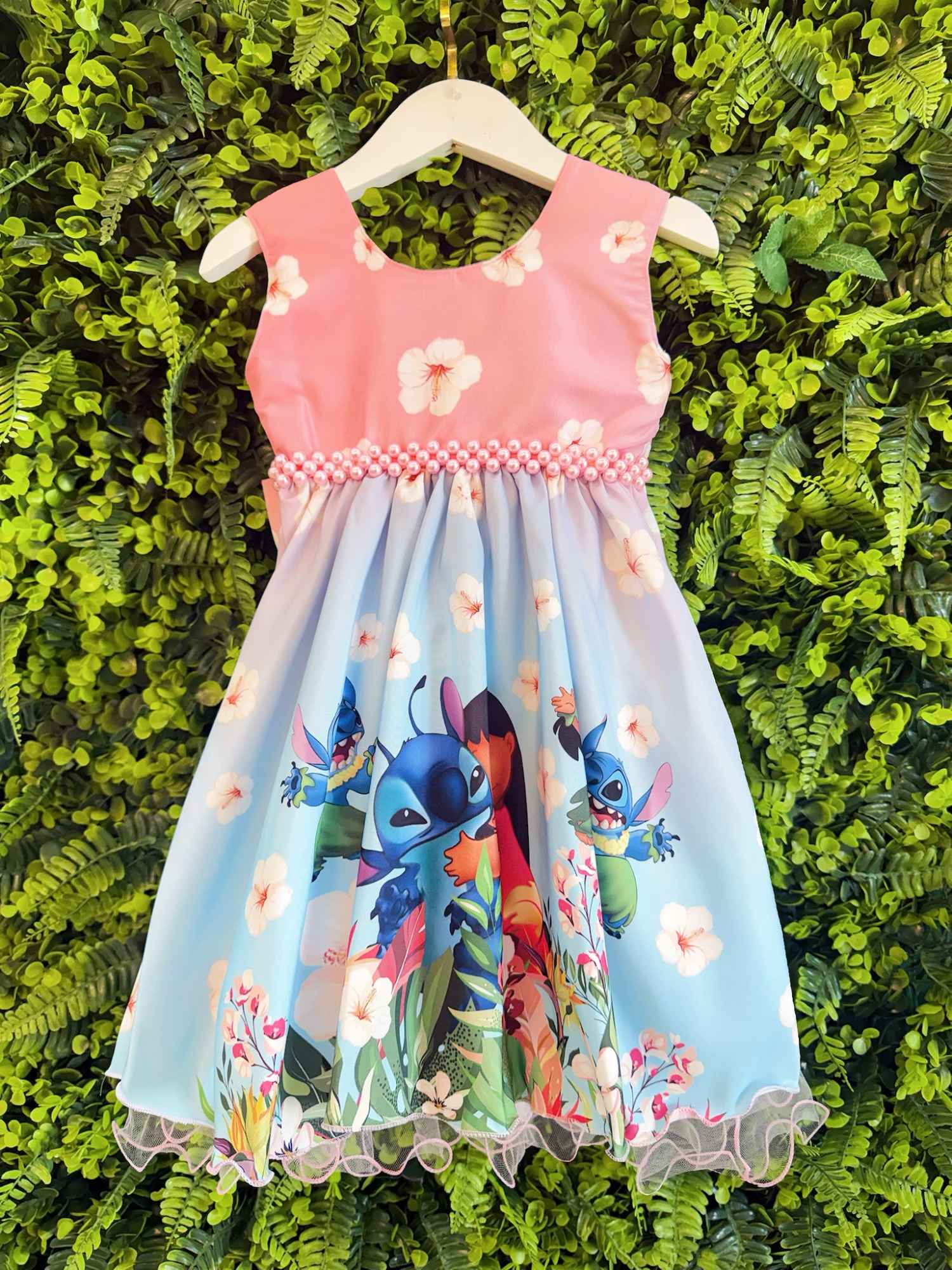 Vestido Rosa Florido para Bebê Luxo Festas
