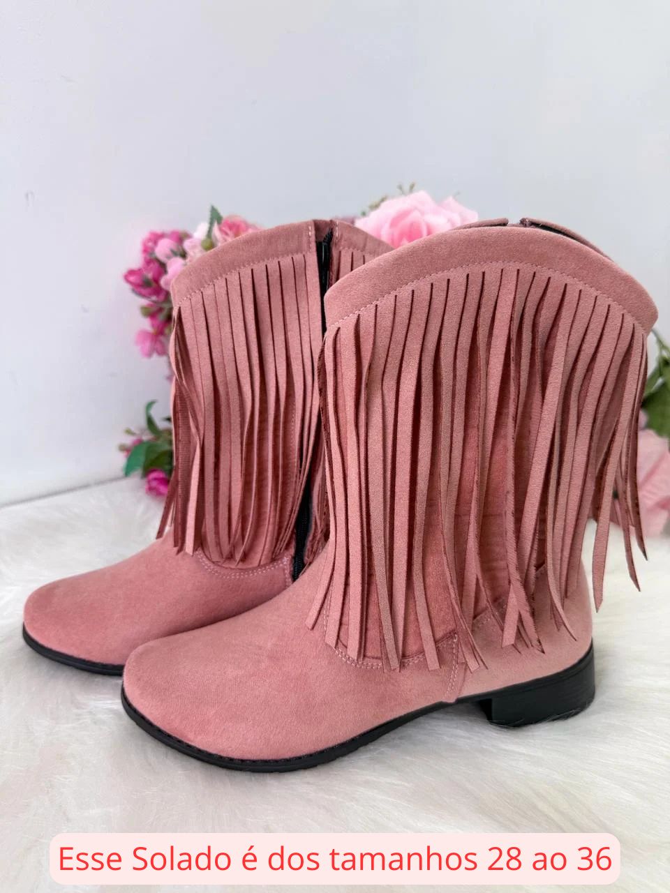 Bota Infantil Texana Boiadeira Rosa em Material Sintético