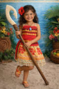 Fantasia Infantil Moana Com Colar e Cinto Para Festas