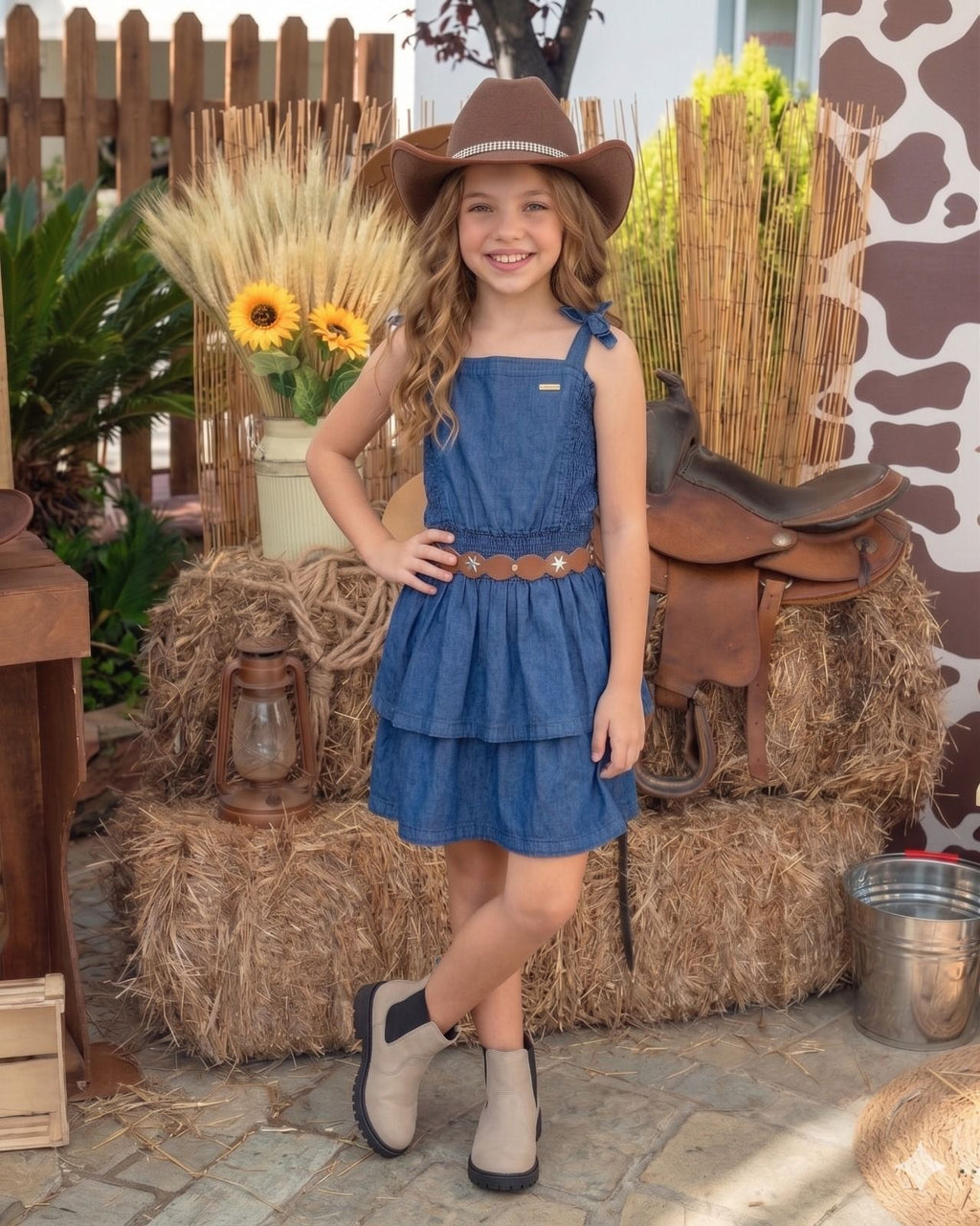 Vestido Jeans Blogueirinha Hermione com Cinto