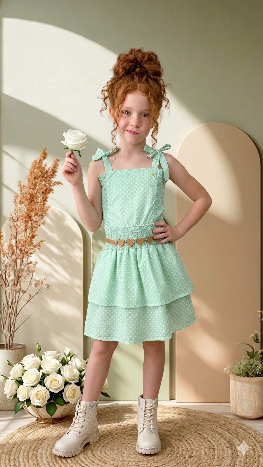 Vestido Infantil Verde Blogueirinha Hermione