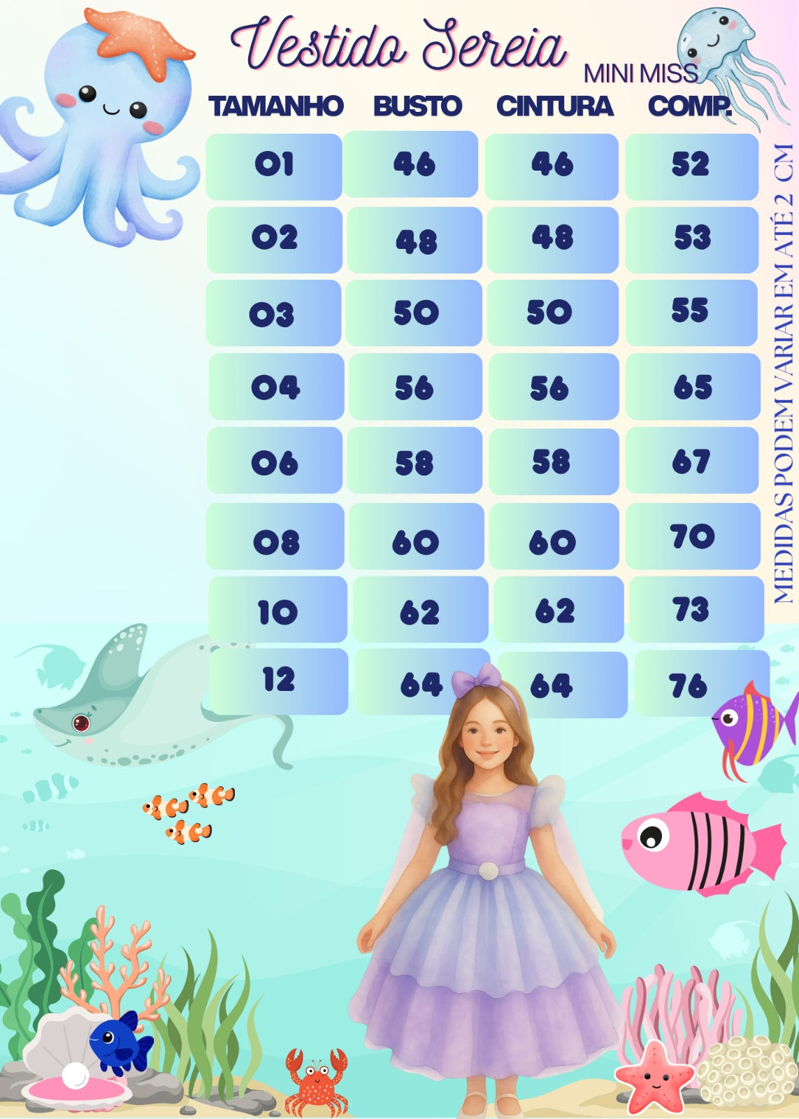 Vestido Infantil Lilás Temático Sereia em Tule para Festas