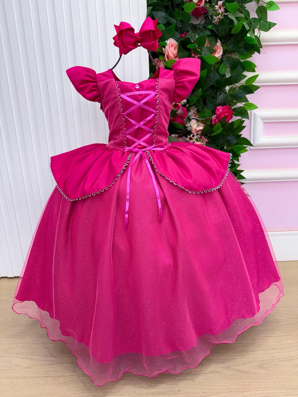 Vestido Longo Mini Miss A Bela Adormecida em Rosa Aurora