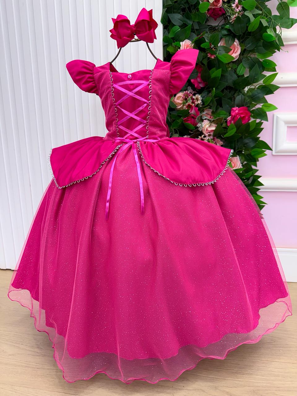 Vestido Longo Mini Miss A Bela Adormecida em Rosa Aurora