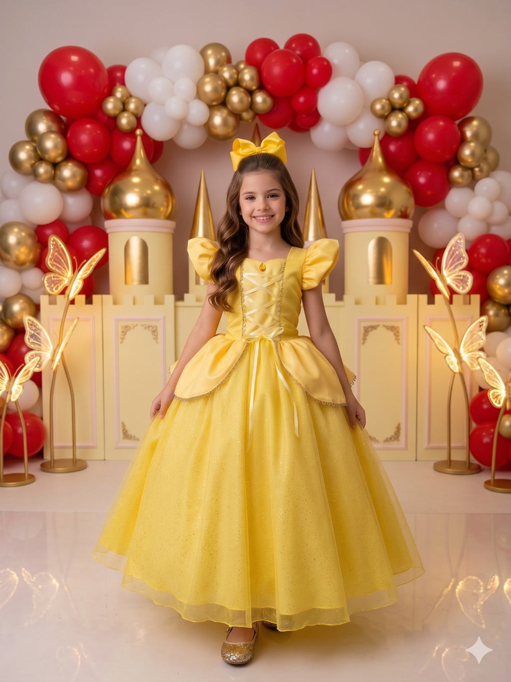Vestido Longo Encantador Mini Miss A Bela e a Fera